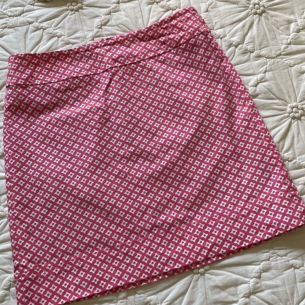 Talbot’s Pink & White Diamond  Patterned Above Knee A-Line Skirt Size 8